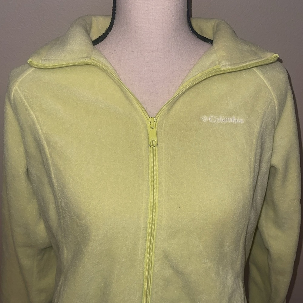 Columbia yellow zip up fleece jacket size medium - Picture 2 of 4